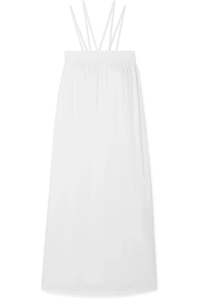 Skin Camille Shirred Pima Cotton-jersey Nightdress In White
