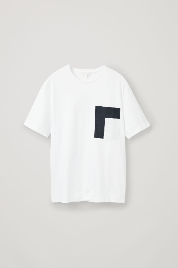 Cos T-shirt With Contrast Pocket In White | ModeSens