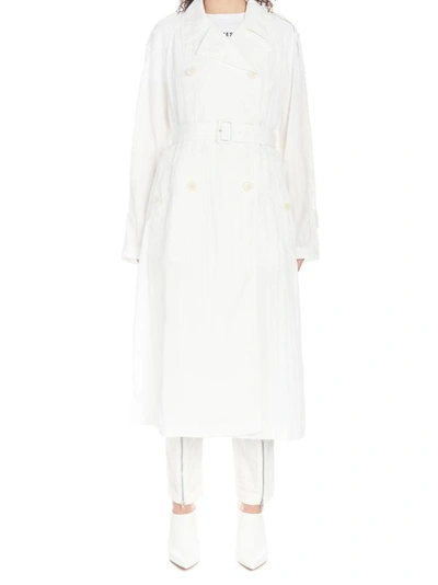 Helmut Lang Parachute Trench Coat In White