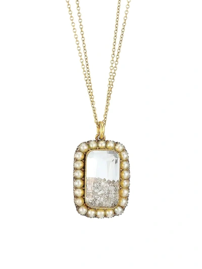 Renee Lewis 18k Yellow Gold, Diamond & Round Pearl Shake Necklace