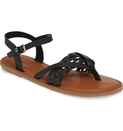 Toms Women's Lexie Thong Sandals In Black Braid Leather