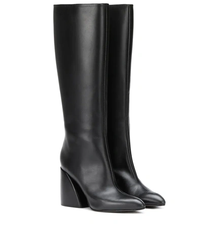 Chloé Wave Calf Leather Tall Boots In Black