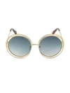 Chloé Carlina Oversized Round-frame Sunglasses In Gold/petrol