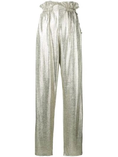 Balmain Silver Wide-leg Coated-knit Trousers In Metallic