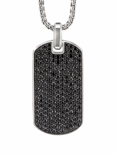 David Yurman Men's The Pavé Collection Sterling Silver & Black Diamond Enhancer Tag Pendant