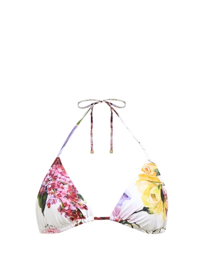 Dolce & Gabbana Ortensie Floral-print Bikini Top In Ortensie Fiori Fdo Nat