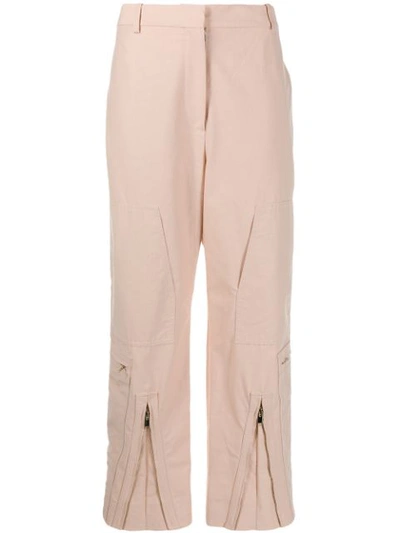 Stella Mccartney Zip-front Cotton-blend Trousers In Pink