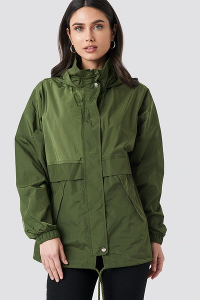 Na-kd Utility Zip Jacket Green In Olive Green