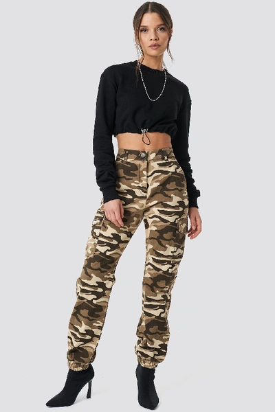 Ivana Santacruz X Na-kd Camo Cargo Pants - Beige In Nude