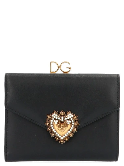 Dolce & Gabbana Embellished Logo Wallet In Black