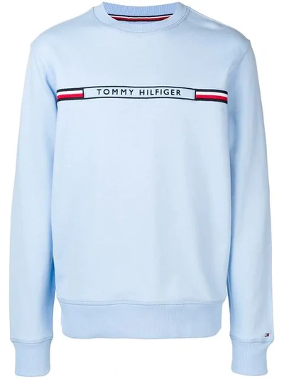 Tommy Hilfiger Logo-embroidered Cotton-jersey Sweatshirt In Blue