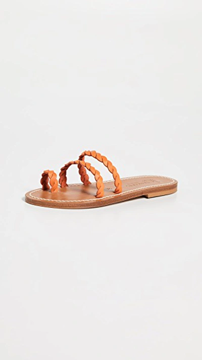 Kjacques Thais Braided Toe Ring Slides In Pul Mandarine