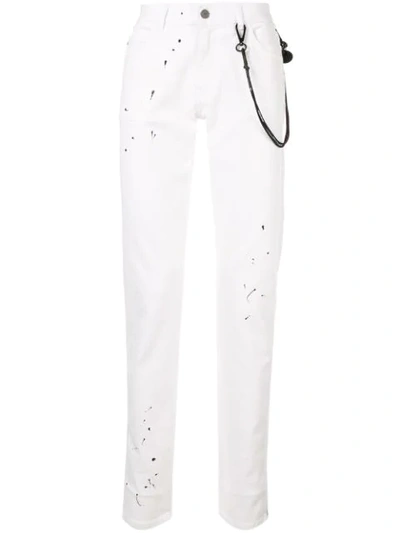 Emporio Armani Cord-detail Slim-fit Jeans In White