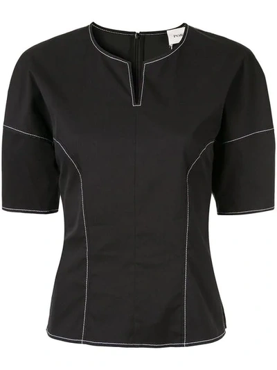 Ports Pure Contrast Stitching Top In Black