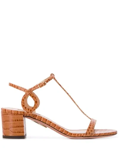 Aquazzura Block Heel Sandals In Brown