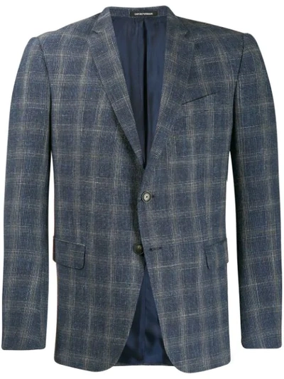 Emporio Armani Checked Pattern Blazer In Blue