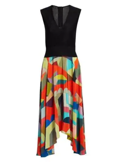 Akris Knit Silk Printed Midi Dress In Multi