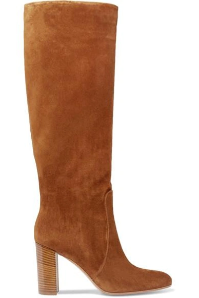 Gianvito Rossi 80 Suede Knee Boots In Brown