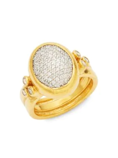 Gurhan 24 Yellow Gold Pavé Diamond Amulet Ring