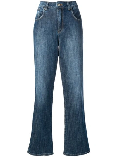 Gentry Portofino Wide-leg Jeans In Blue