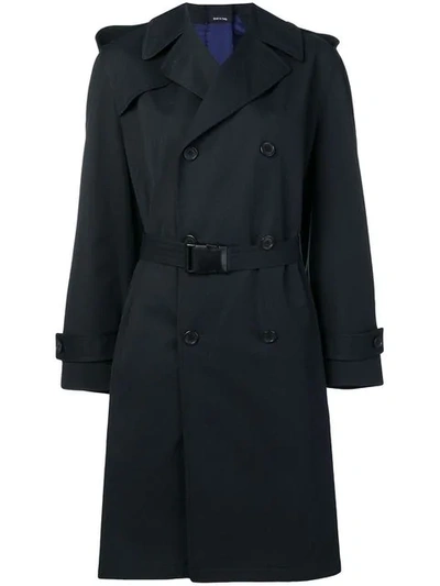 Maison Margiela Buckled Belt Trench Coat In Blue