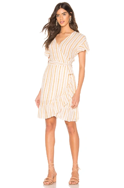 Rails Brigitte Striped Ruffle Wrap Dress In Amber Stripe