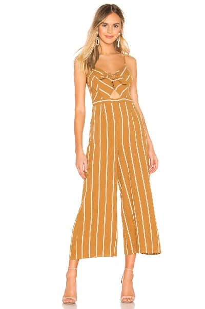 Astr The Label Dylan Jumpsuit In Yellow. In Gold & White Stripe