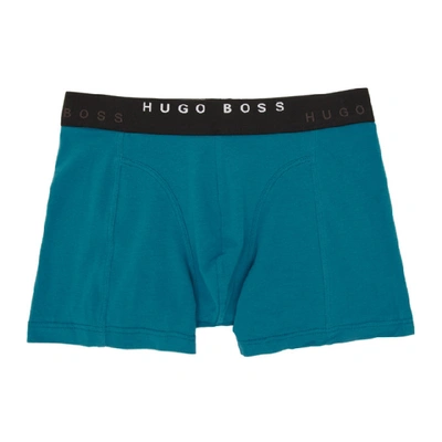 Hugo Boss Boss Two-pack Blue And Multicolor Print Boxer Briefs In 443 Print