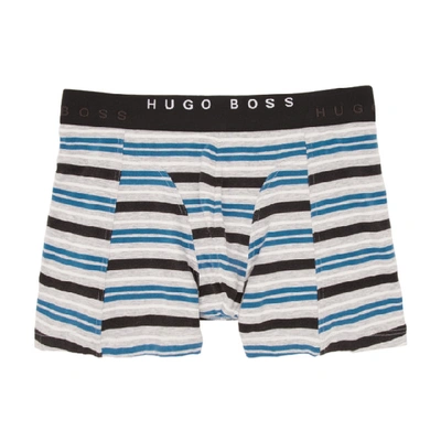 Hugo Boss Boss Two-pack Black And Striped Boxer Briefs In 444 Print