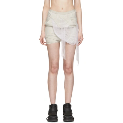 Rick Owens Grey Easy Fringed Buds Shorts In Oyster/oyst