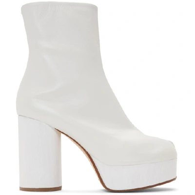 Maison Margiela White Platform Tabi Boots In T1016  Dirt