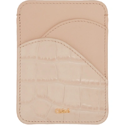 Chloé Chloe Pink Croc Walden Card Holder In 6j5 Cementp