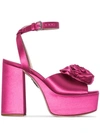 Miu Miu Rose-embellished Platform Sandals In F0029 Pink
