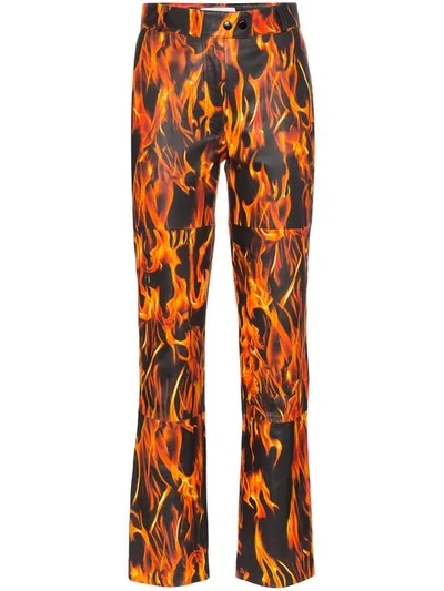 Marine Serre Flame Print Trousers In Black