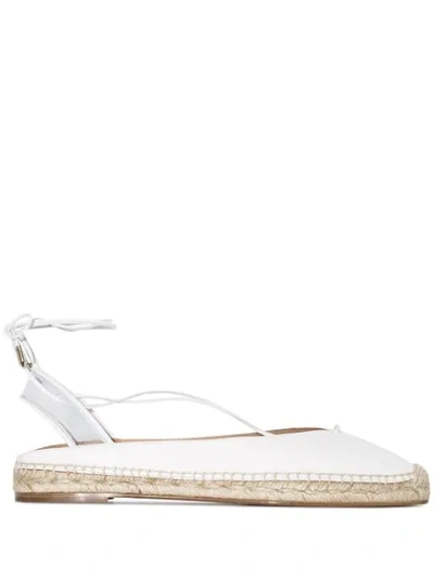 Aquazzura Ankle Tie Espadrille Flats In White