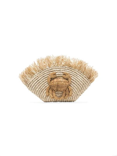 Aranaz Aranáz Malia Woven Crab Clutch - Neutrals