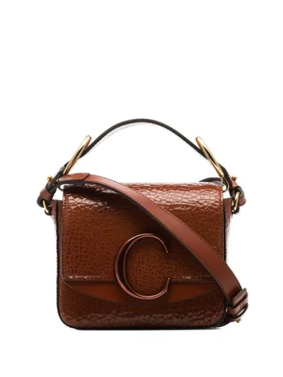 Chloé C-ring Embellished Shoulder Bag In Brown