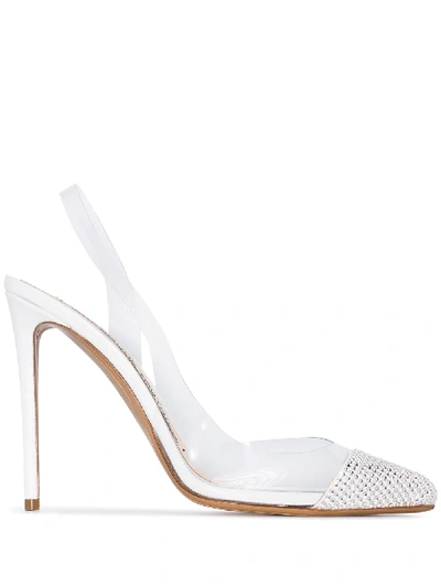 Alexandre Vauthier Amber 110 Embellished Slingback Pumps In White