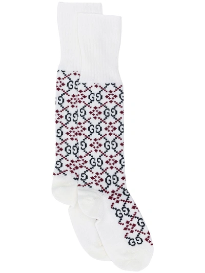 Gucci Socken Mit Gg-logo - Weiss In White