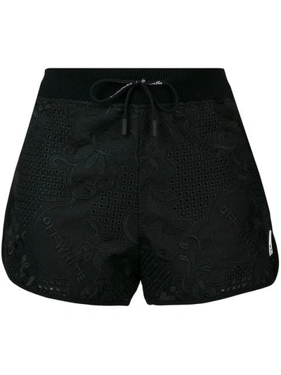 Off-white Floral Embossed Shorts - Black