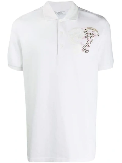 Versace Medusa Motif Polo Shirt In White