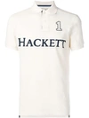 Hackett Logo Print Polo Shirt In Neutrals