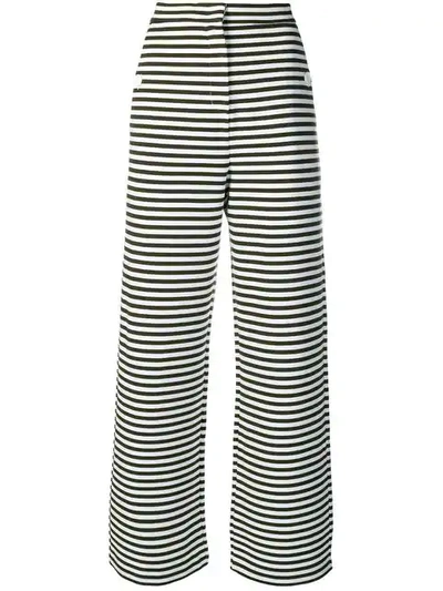 Max Mara Ebbro Striped Jersey Flare-leg Pants In Bianco/nero