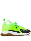 Versace Cross Chainer Mesh And Suede Trainers In Green