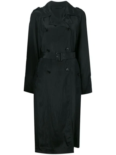 Helmut Lang Double-breasted Trench Coat In Black
