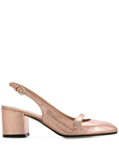 Pollini Slingback Block Heel Pumps In Pink