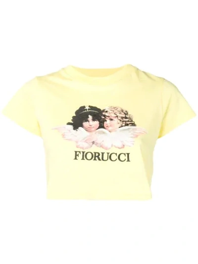 Fiorucci Angels Cropped T-shirt In Yellow