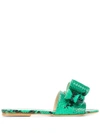 Polly Plume Lola Bow Sandals In Green