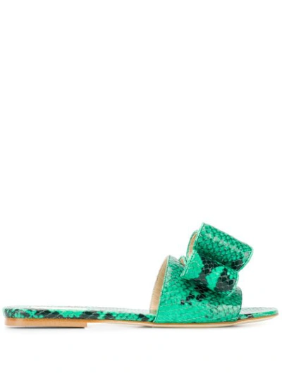Polly Plume Lola Bow Sandals In Green