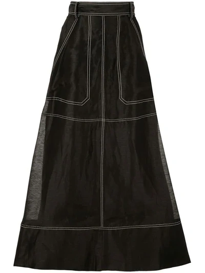 Lee Mathews Lotte Crushed Midi Skirt - Black